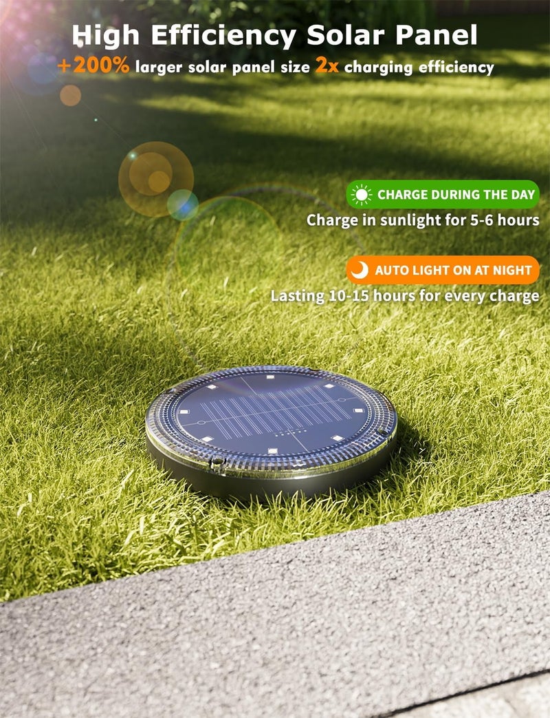 VIODAIM Color Changing Solar Ground Lights with 33ft Long Distance Remote Control - Flat Solar Lights Outdoor Waterproof - Pathway Lights Solar Powered for Yard Decorative Outside Lawn Walkway [12 Pack] - Image 4